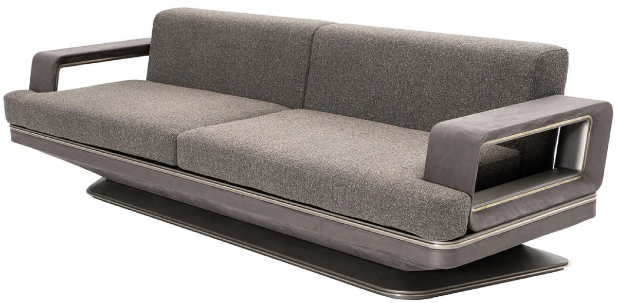 Luxus Sofa Grau / Silber 270 x 94 x H. 76 cm - Wohnzimmer Sofa - Hotel Sofa - Wohnzimmer Möbel - Wohnzimmer Einrichtung - Hotel Möbel - Luxus Möbel - Luxus Einrichtung