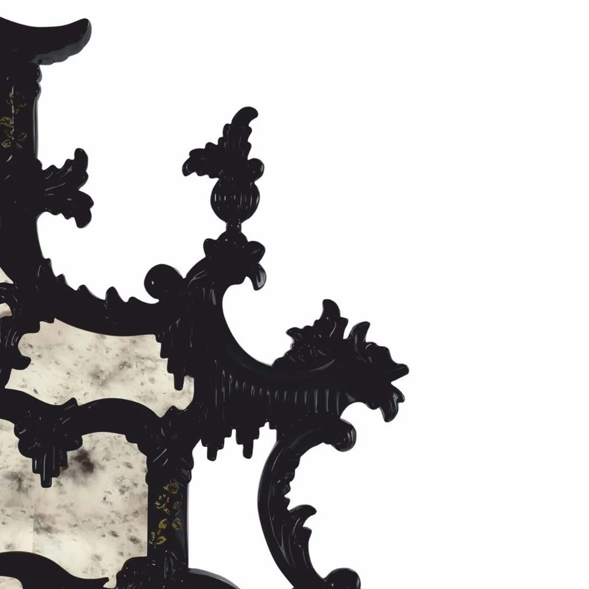 Luxus Barock Spiegel im chinesischen Stil Schwarz / Gold H. 134 cm - Barockstil Möbel