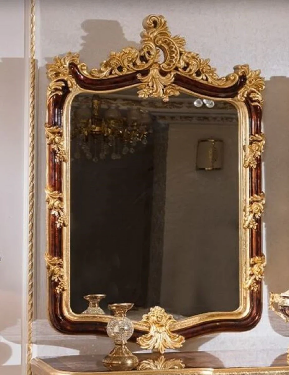 Luxus Barock Spiegel Braun / Gold H. 127 cm - Barock Möbel
