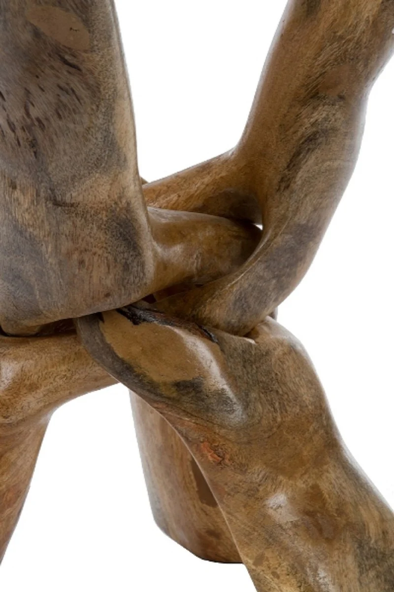 Luxus Glastisch Braun Ø 60 x H. 48 cm - Dreibeiniger Runder Wohnzimmertisch