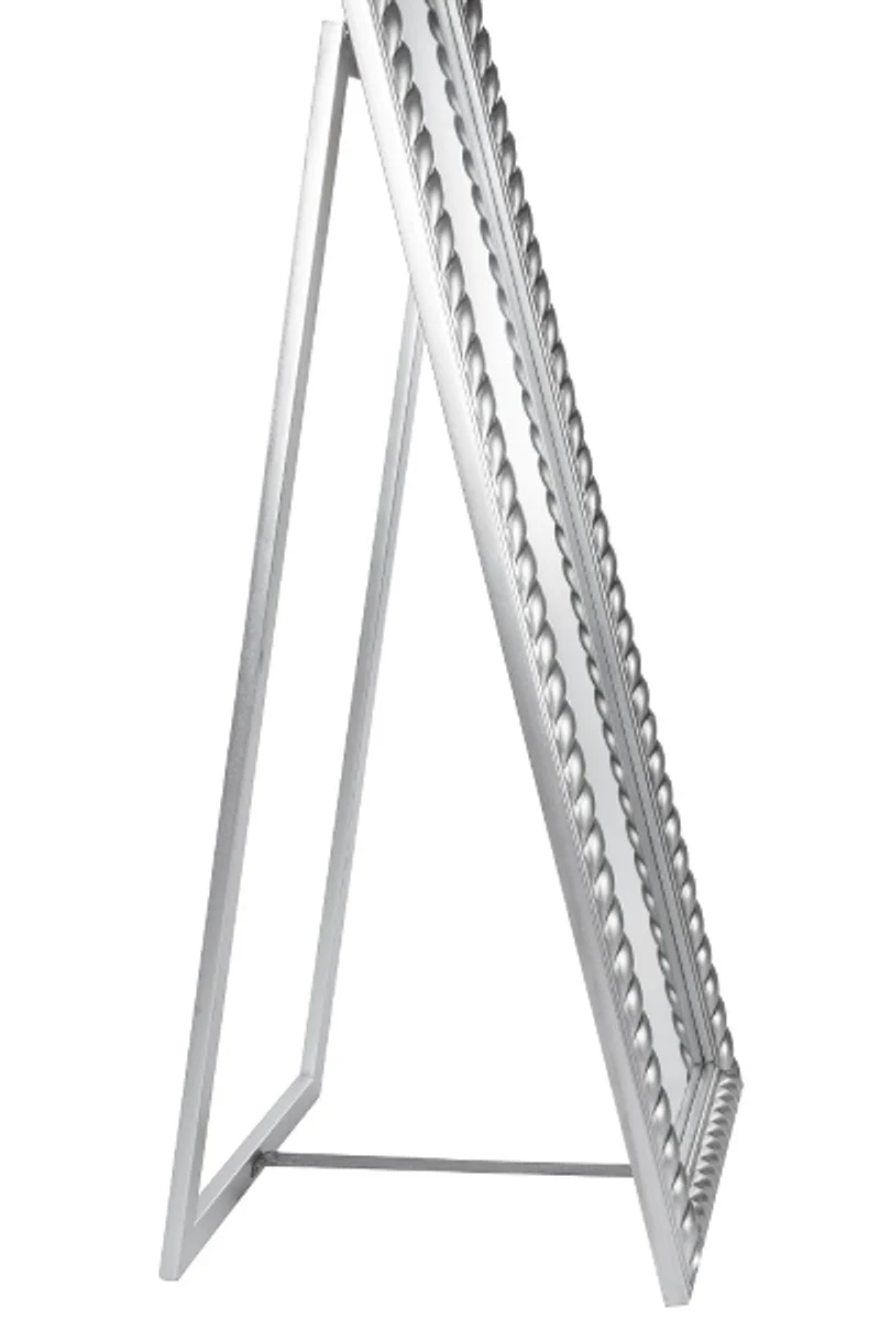 Barock Standspiegel Silber mit wunderschönem antik-silbernem Kordelrahmen H. 180 cm - Handgefertigt