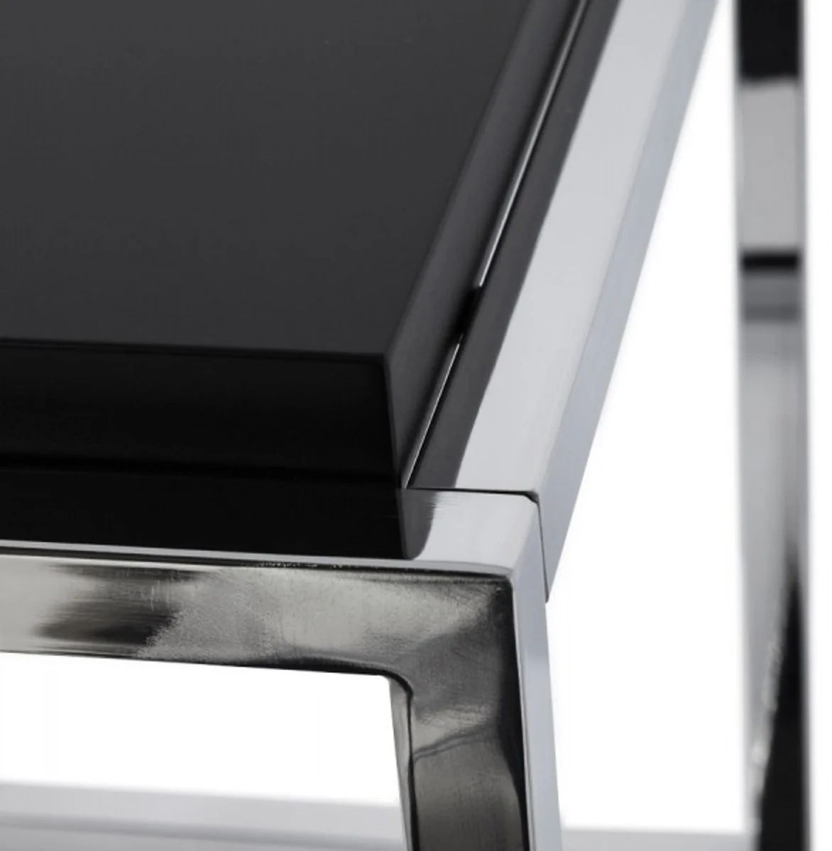 Designer Beistelltisch Schwarz / Chrom 42 x 42 x 44 cm - Tisch - Hotel Cafe Restaurant Praxis Kanzlei Einrichtung