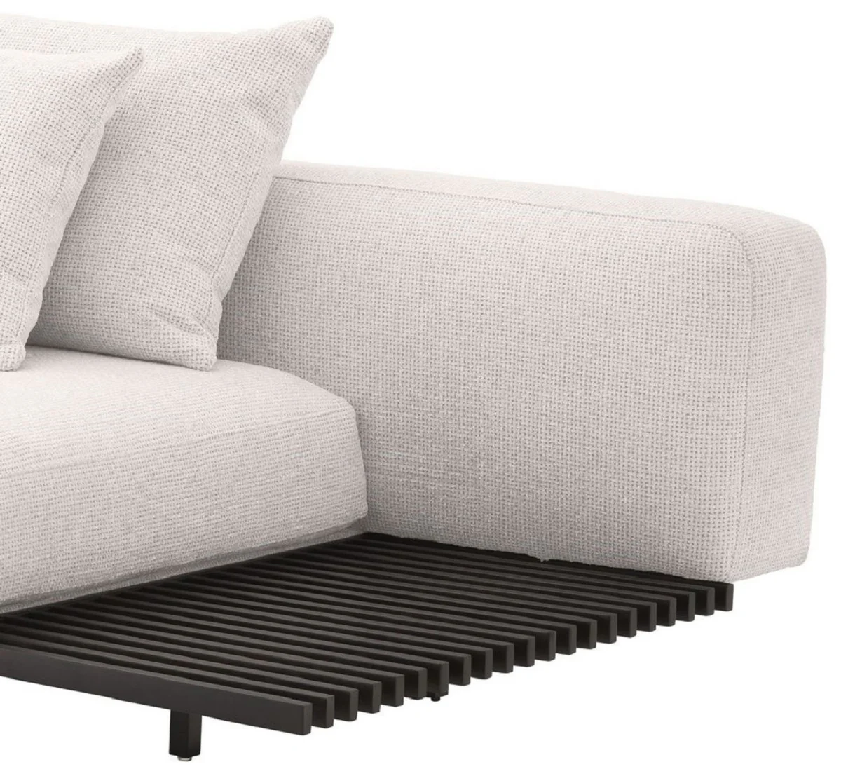 Luxus Sofa Creme / Bronze 233 x 104 x H. 60,5 cm - Modernes Wohnzimmer Sofa Linke Seite - Hotel Sofa - Luxus Qualität