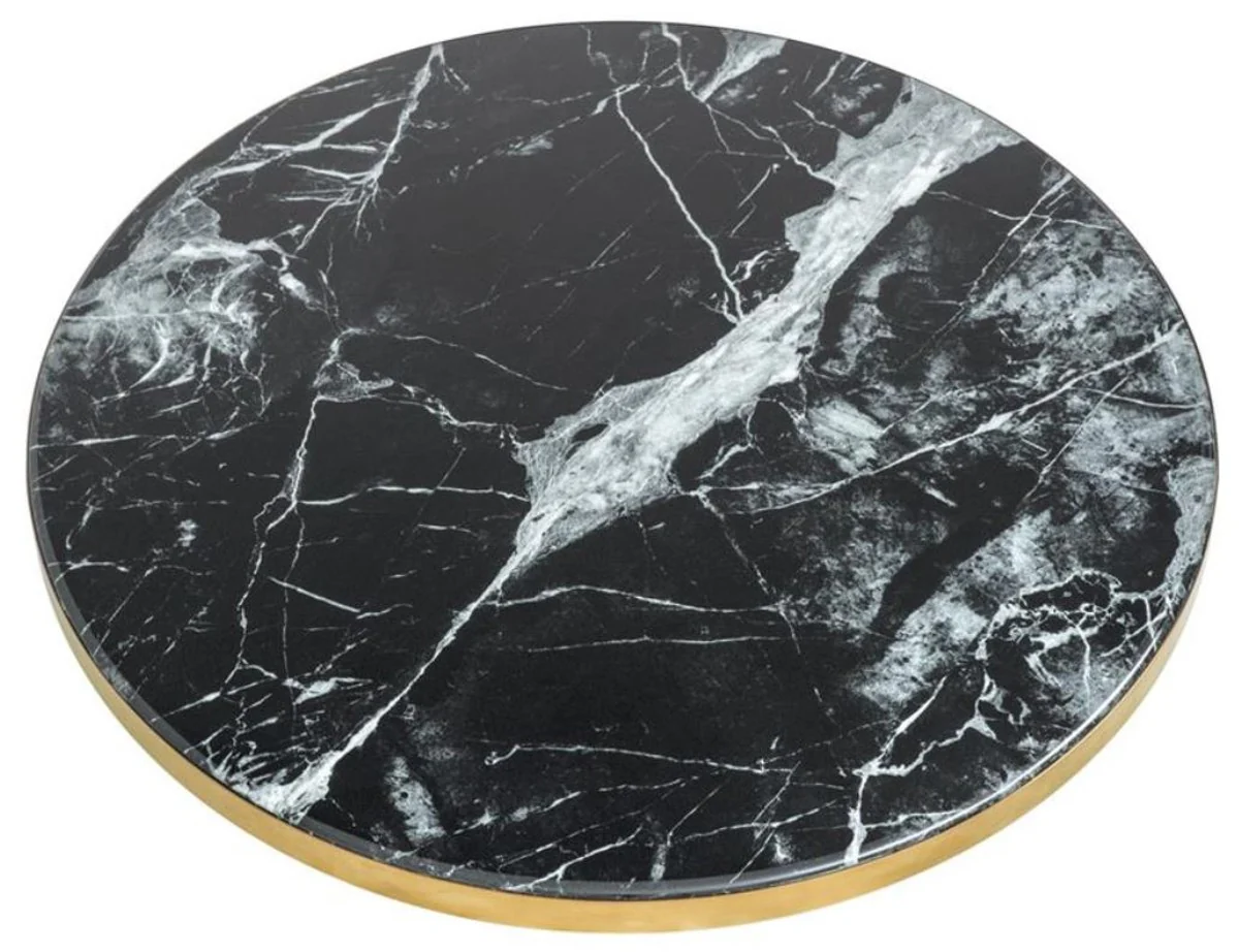 Luxus Beistelltisch Schwarz / Messingfarben Ø 55 x H. 52,5 cm - Luxus Kollektion
