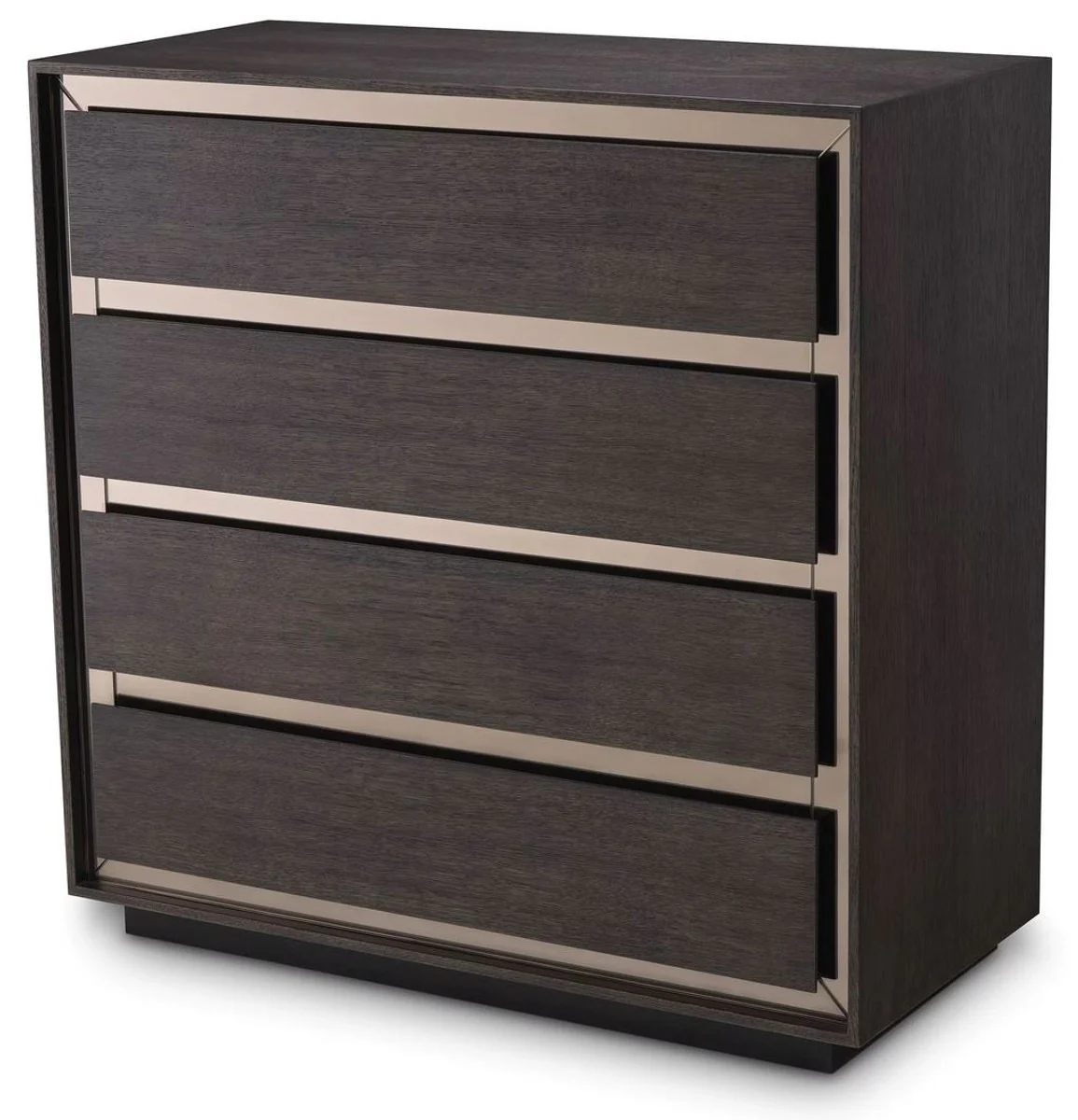 Luxus Massivholz Kommode mit 4 Schubladen Mokka / Bronze 100 x 46 x H. 100 cm - Schlafzimmer Kommode - Schlafzimmer Möbel - Luxus Möbel - Luxus Einrichtung - Möbel Luxus