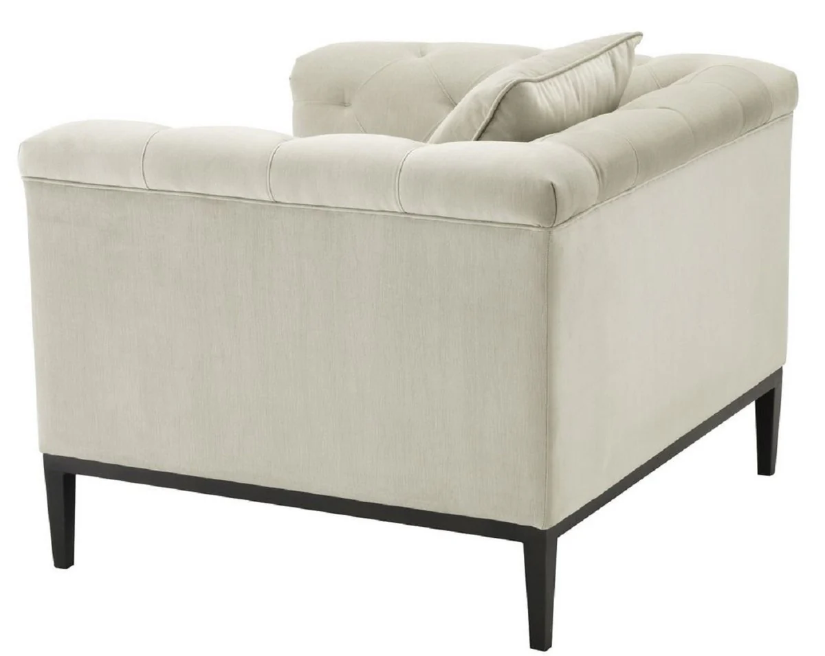 Luxus Chesterfield Sessel mit Kissen Hellgrau / Rotguss 103 x 97 x H. 75 cm - Chesterfield Wohnzimmer Möbel