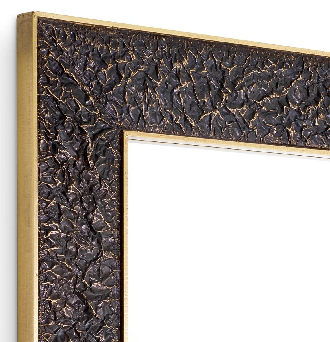 Luxus Wandspiegel Bronze / Antik Messing 100 x 3,5 x H. 100 cm - Quadratischer Spiegel - Wohnzimmer Spiegel - Schlafzimmer Spiegel - Garderoben Spiegel - Luxus Möbel - Luxus Interior