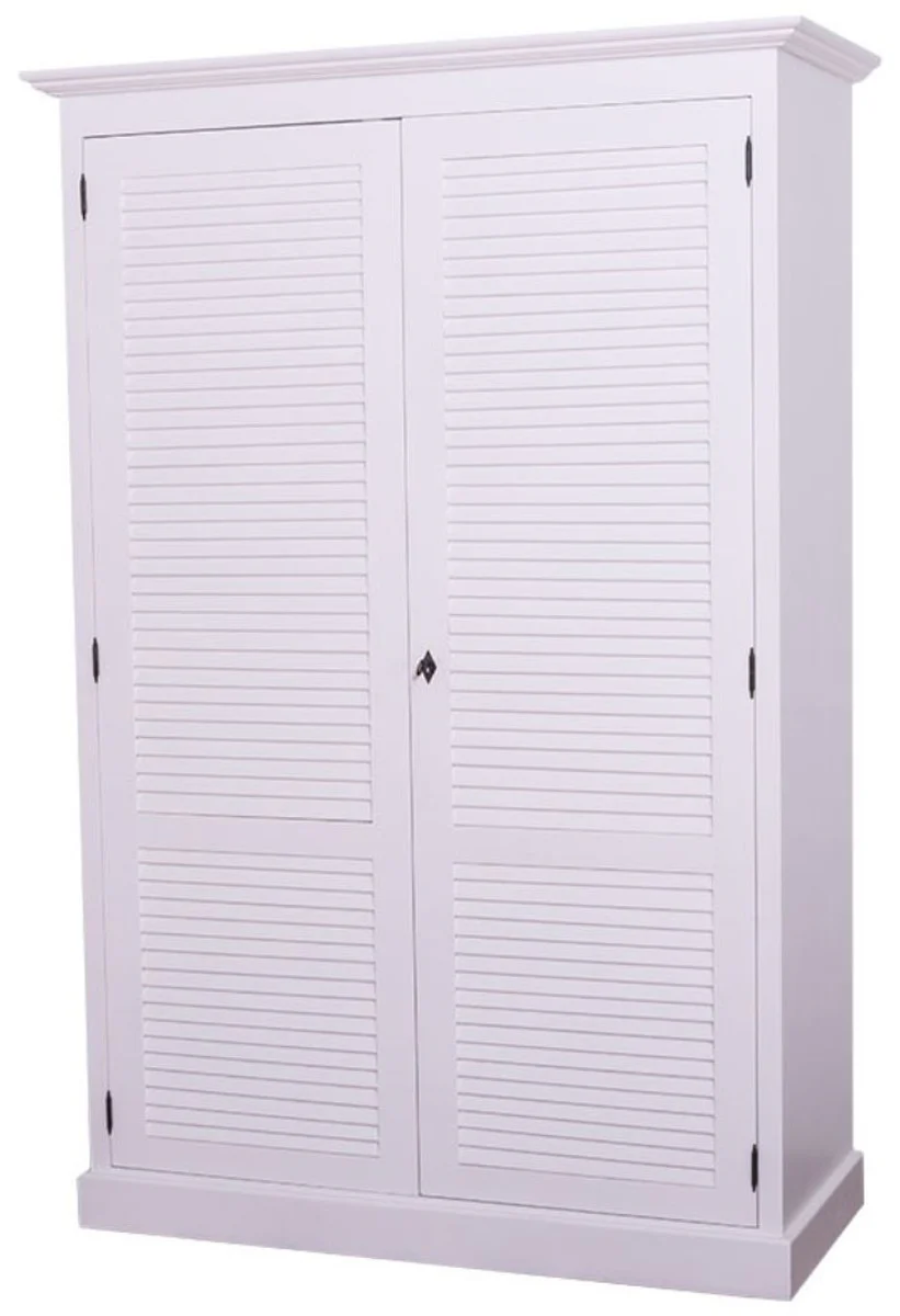Landhausstil Schlafzimmerschrank / Kleiderschrank mit 2 Türen Weiß 134 x 59 x H. 200 cm - Schlafzimmermöbel