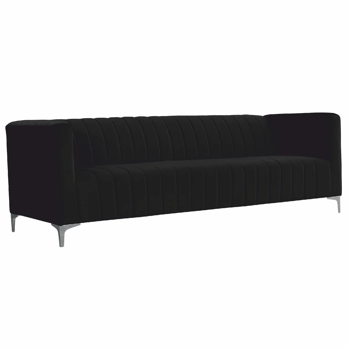 Luxus 3er Samt Sofa Schwarz / Grau 220 cm - Wohnzimmer Möbel