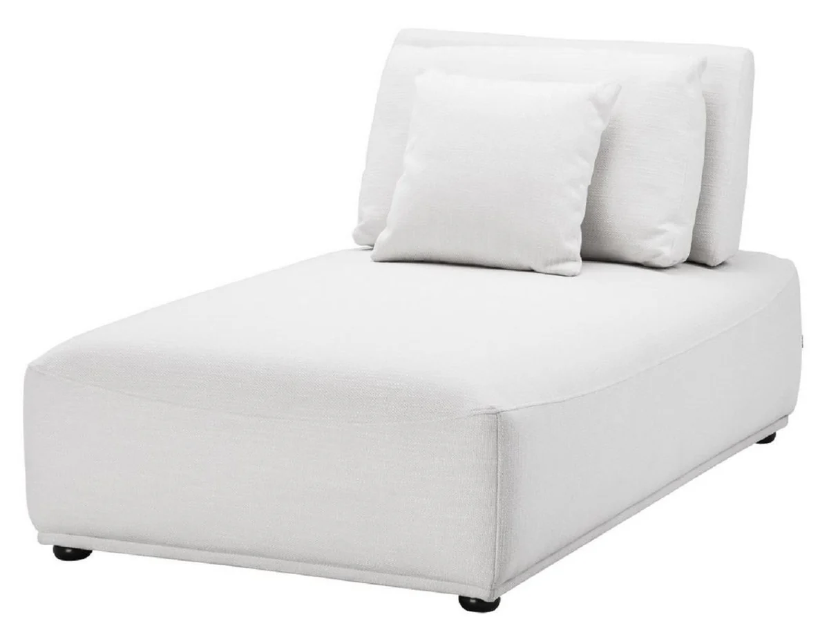 Luxus Chaiselongue Weiß / Schwarz 93 x 158 x H. 83 cm - Liegesessel mit Rückenlehne und 2 Kissen - Wohnzimmer Möbel