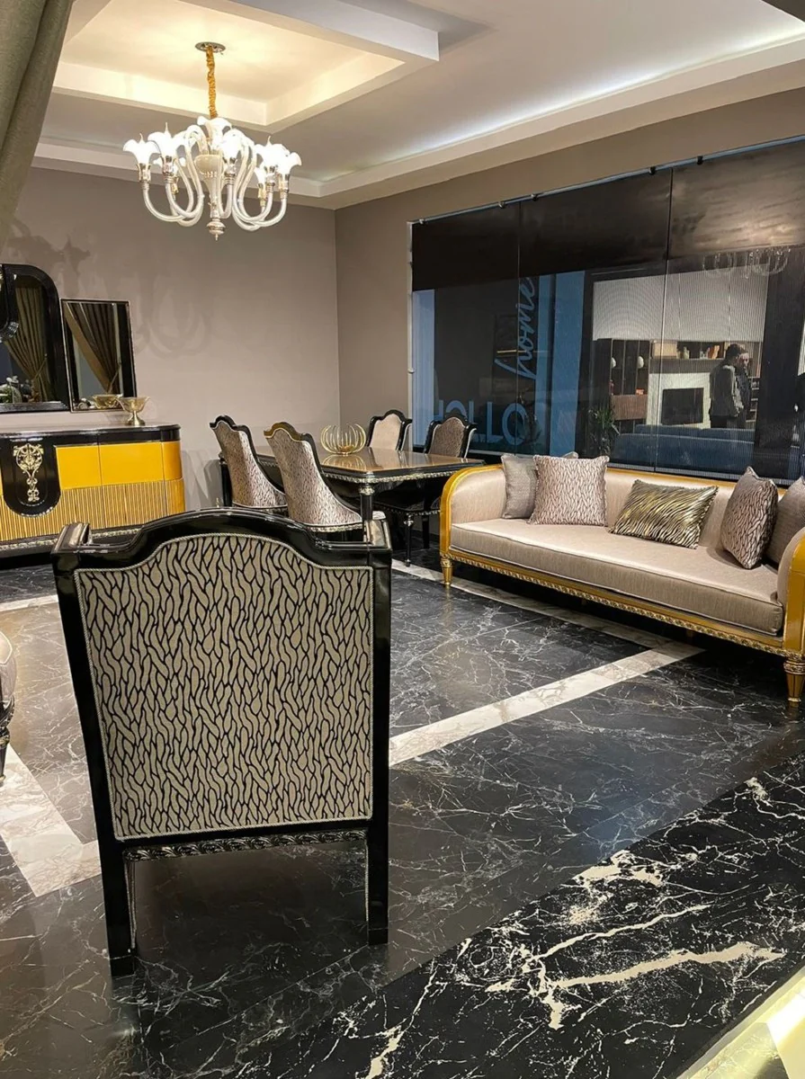 Luxus Barock Sofa Gold / Gold - Prunkvolles Wohnzimmer Sofa - Barockstil Wohnzimmer Möbel - Luxus Möbel im Barockstil - Barock Einrichtung - Edel & Prunkvoll