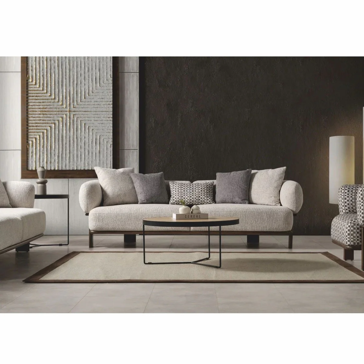 Luxus Wohzimmer & Hotel Sofa Hellgrau / Dunkelbraun 230 cm - Luxus Möbel