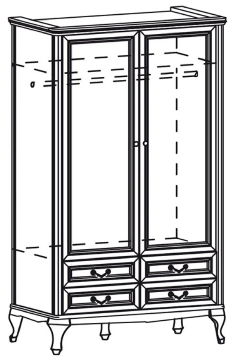 Luxus Jugendstil Schlafzimmerschrank Dunkelbraun 114,5 x 60 x H. 206 cm - Massivholz Kleiderschrank mit 2 Türen und 4 Schubladen - Barock & Jugendstil Schlafzimmer Möbel