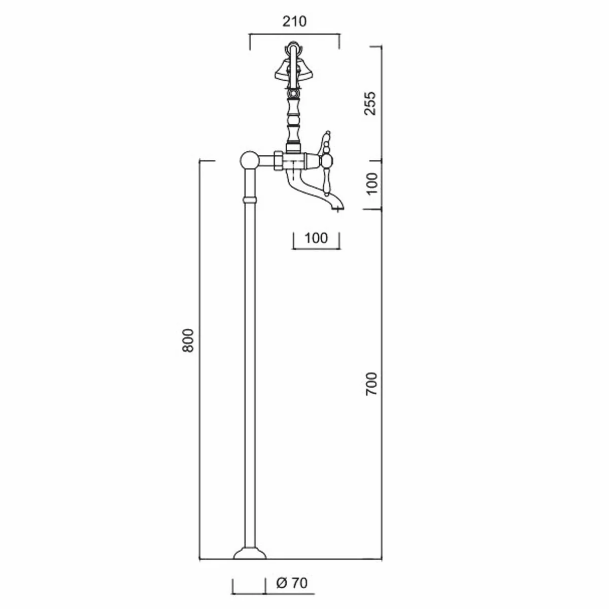 Jugendstil Wannenbatterie Gold / Weiß H. 105,5 cm - Made in Italy