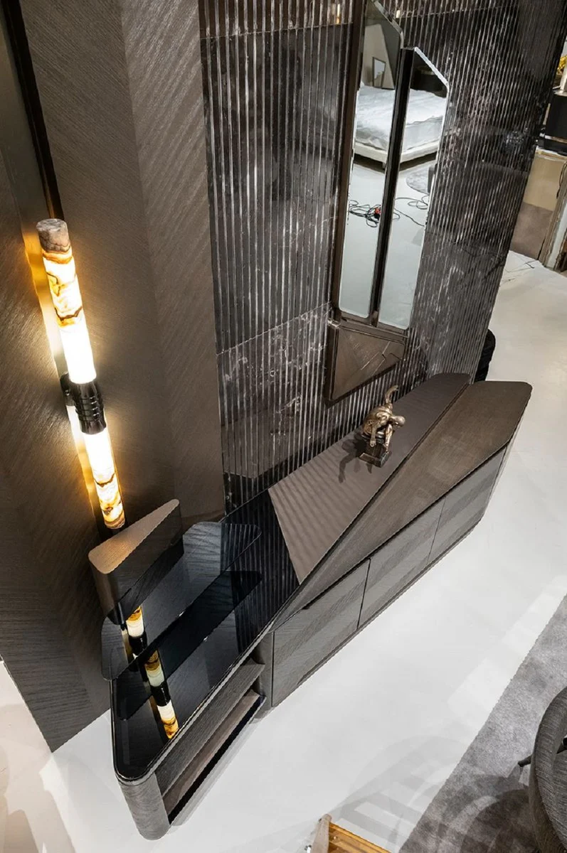 Luxus Wandspiegel Dunkelbraun / Bronze 50,6 x 7 x H. 140,3 cm - Wohnzimmer Spiegel - Hotel Spiegel - Wohnzimmer Möbel - Hotel Möbel - Luxus Möbel - Luxus Interior