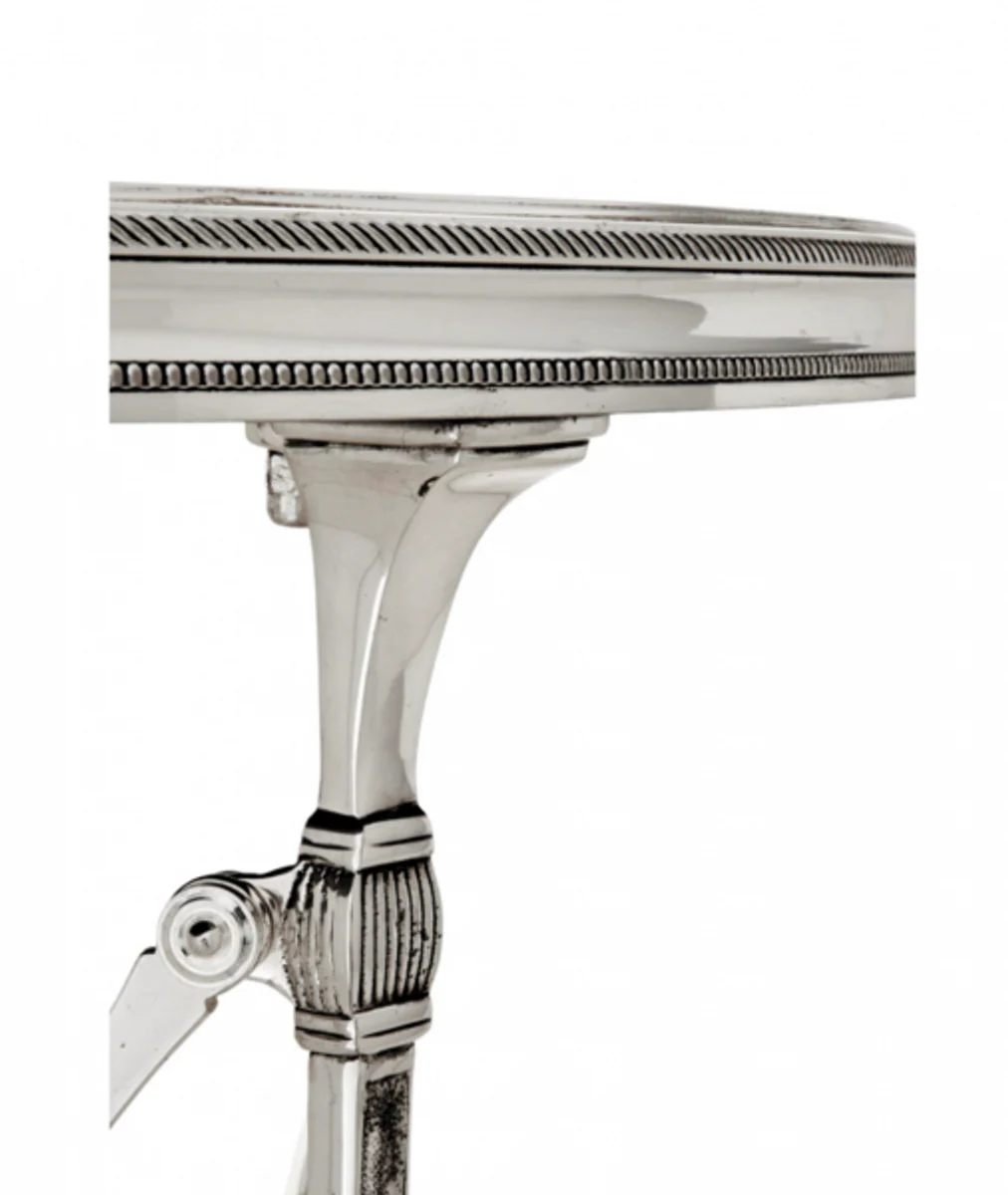 Luxus Art Deco Designer Beistelltisch Antik Silber mit schwarzem Glas 52 x H. 70 cm - Luxus Hotel Tisch