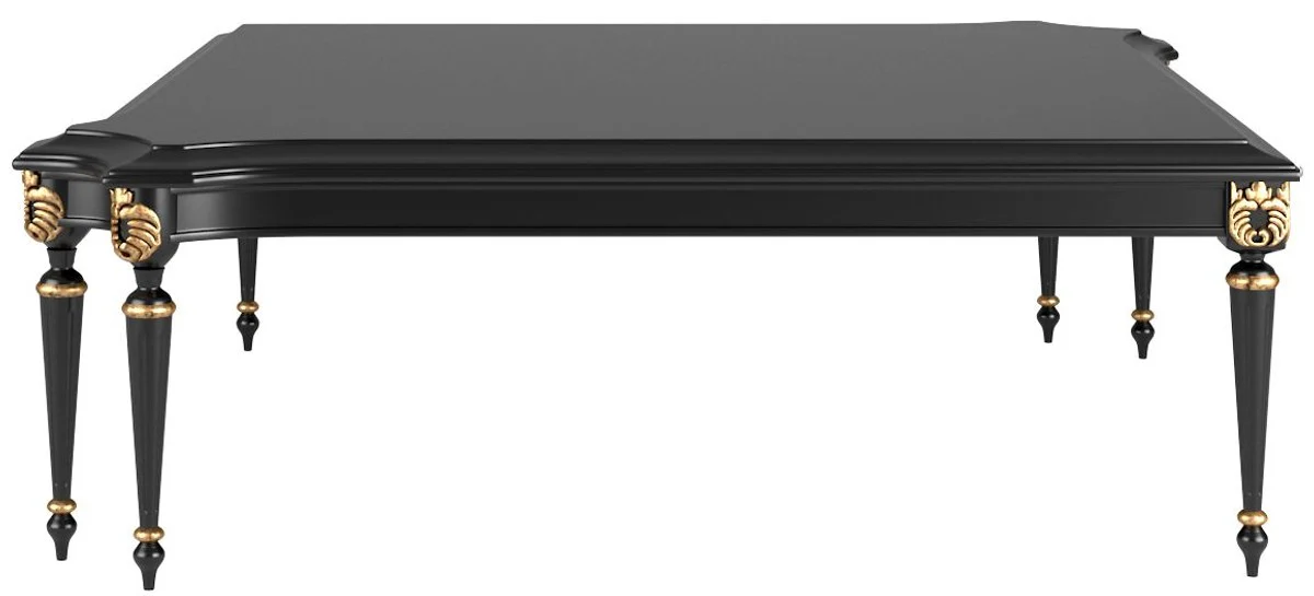 Luxus Barock Couchtisch Schwarz / Antik Gold 132 x 132 x H. 45 cm - Edler Wohnzimmertisch im Barockstil - Barock Wohnzimmer Möbel