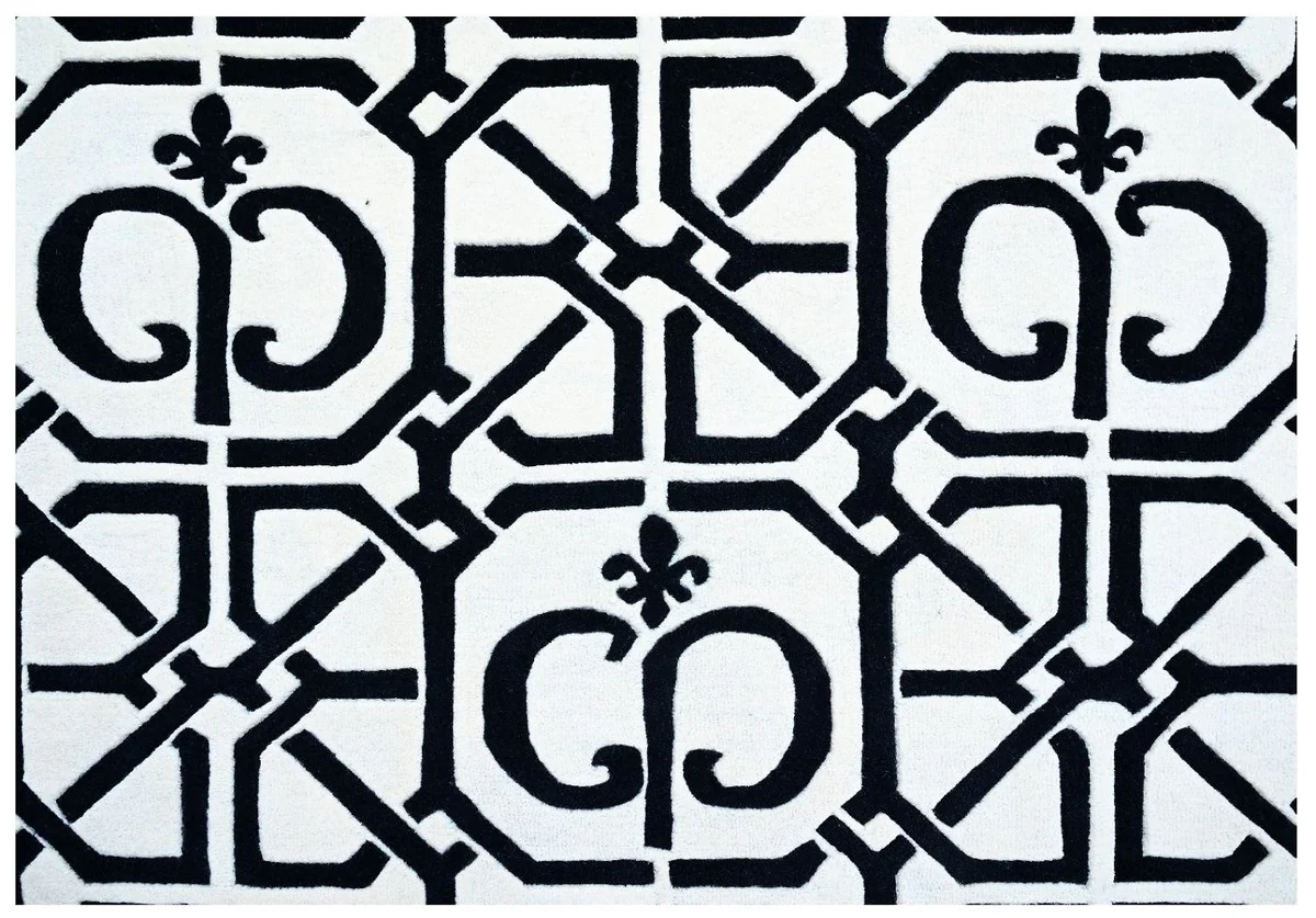 Luxus Barock Teppich Weiß / Schwarz 200 x 300 cm - Barock Interior