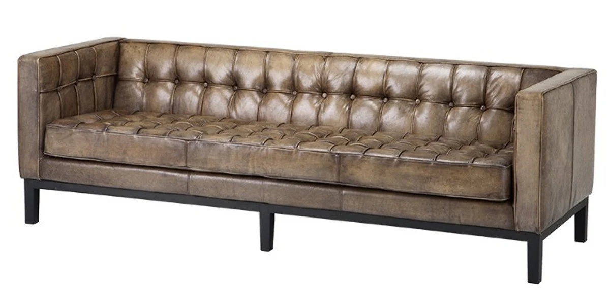 Luxus Echt Leder Sofa Glasgow Vintage Leder Olive - 3 Sitzer - Luxus Hotel Möbel
