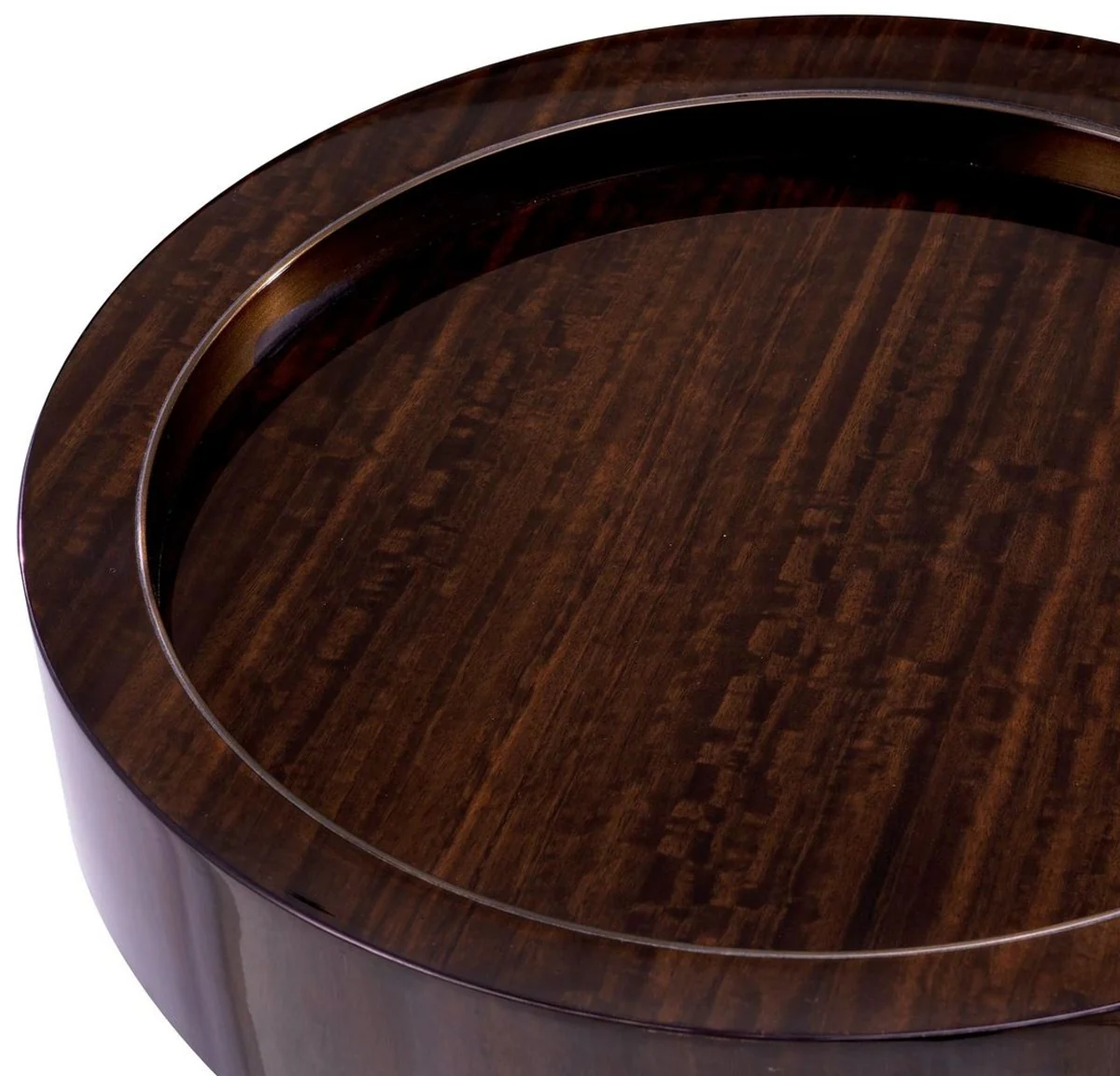 Luxus Beistelltisch Dunkelbraun Hochglanz / Bronze Ø 50 x H. 50,5 cm - Runder Wohnzimmer Tisch - Wohnzimmer Möbel - Luxus Möbel - Luxus Einrichtung - Wohnzimmer Einrichtung