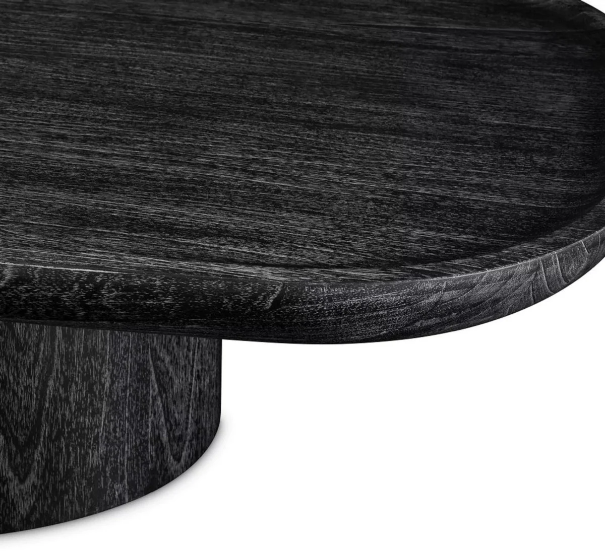 Luxus Couchtisch Schwarzgrau 140 x 79,5 x H. 35 cm - Massivholz Wohnzimmertisch - Massivholz Wohnzimmer Möbel - Luxus Qualität