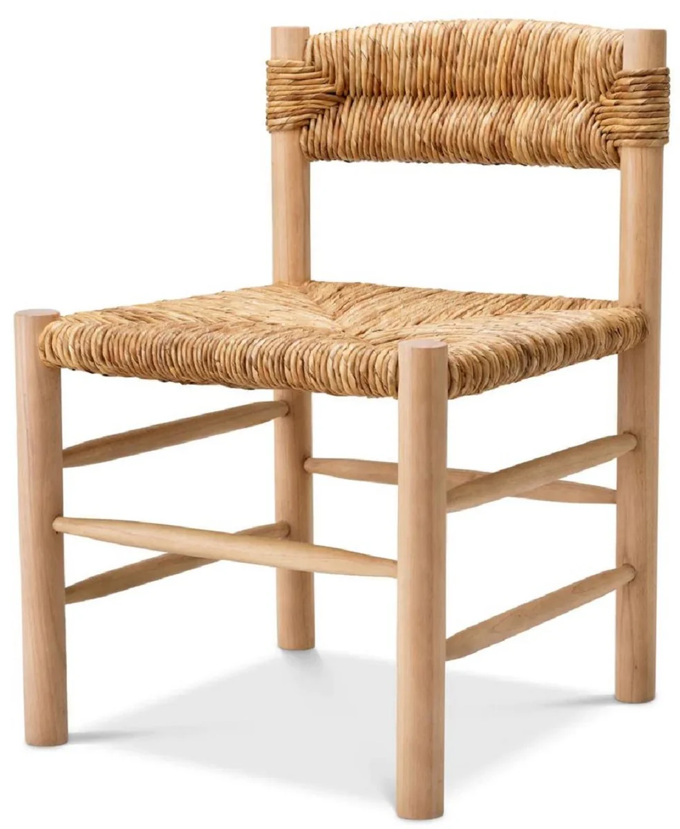 Luxus Esszimmer Stuhl Naturfarben 54 x 62,5 x H. 80,5 cm - Massivholz Küchen Stuhl - Esszimmer Möbel - Luxus Möbel - Esszimmer Einrichtung - Luxus Einrichtung