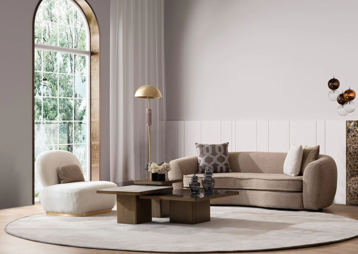 Luxus Sofa Braun / Schwarz 250 x 106 x H. 72 cm - Wohnzimmer Sofa - Hotel Sofa - Wohnzimmer Möbel - Wohnzimmer Einrichtung - Hotel Möbel - Luxus Möbel - Luxus Einrichtung