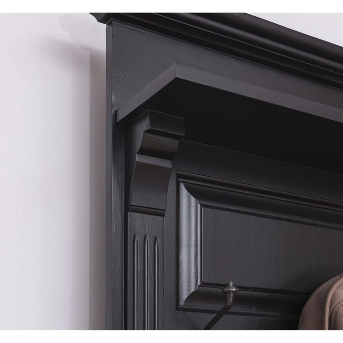 Jugendstil Wand Garderobe mit Ablagefächer Schwarz Antik Stil - Landhaus Stil Garderobenschrank