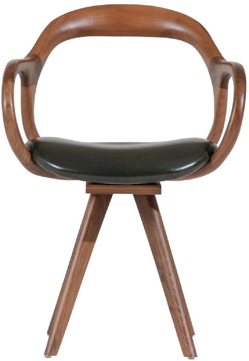 Luxus Drehstuhl mit Armlehnen Braun / Dunkelgrün H. 83 cm