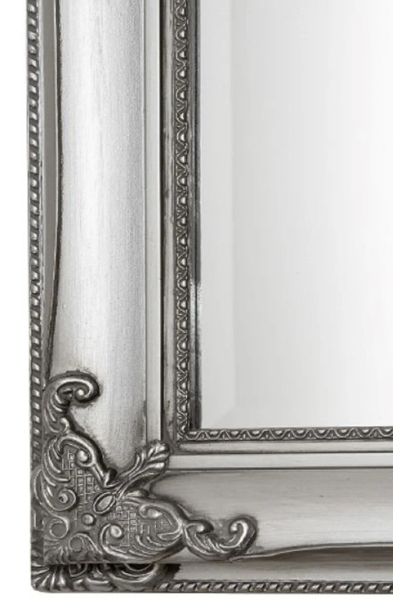 Barock Standspiegel Silber 50 x H. 180 cm - Handgefertigter Spiegel mit Holzrahmen & wunderschönen Verzierungen