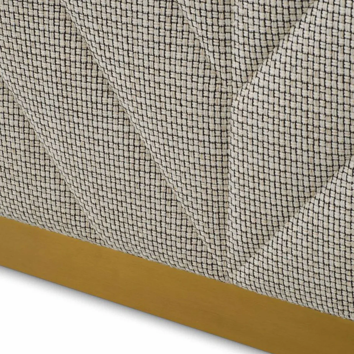 Luxus Bar Theke mit Glasplatte Cremeweiß / Schwarz / Messing 140 cm - Bar Möbel