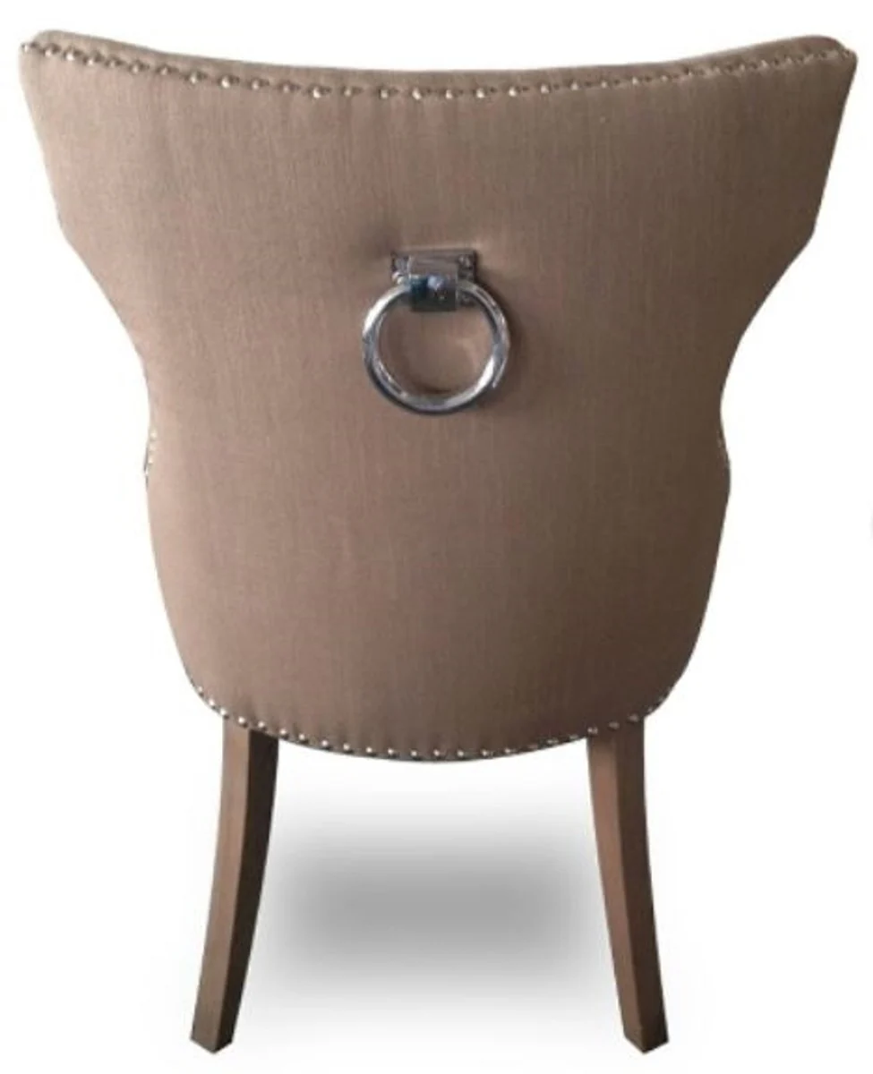 Luxus Esszimmerstuhl Taupe / Braun 59 x 65 x H. 98 cm - Esszimmermöbel