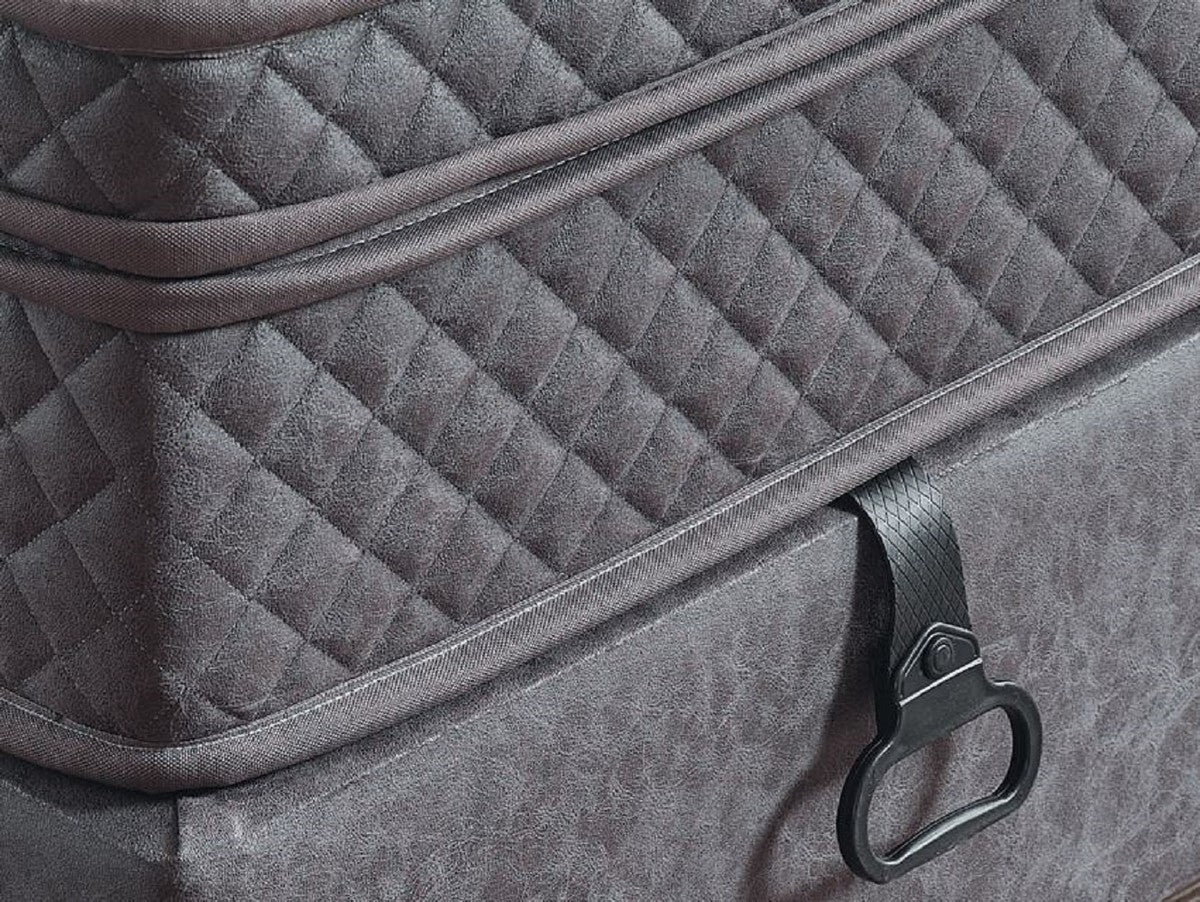 Luxus Doppelbett Grau / Weiß / Silber 180 x 200 cm - Massivholz Bett mit Kopfteil und Matratze - Schlafzimmer Möbel - Hotel Möbel - Luxus Möbel - Luxus Einrichtung