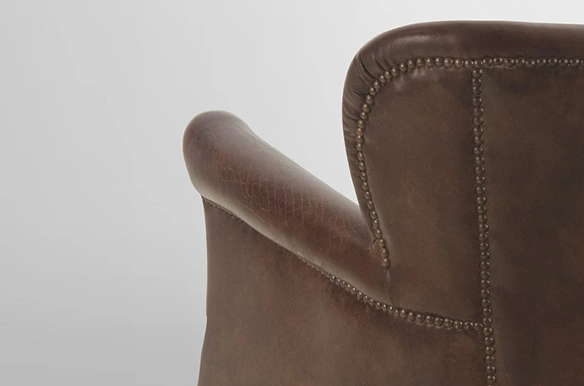 Chesterfield Luxus Echt Leder Ohrensessel Vintage Leder von Cigar - Club Sessel