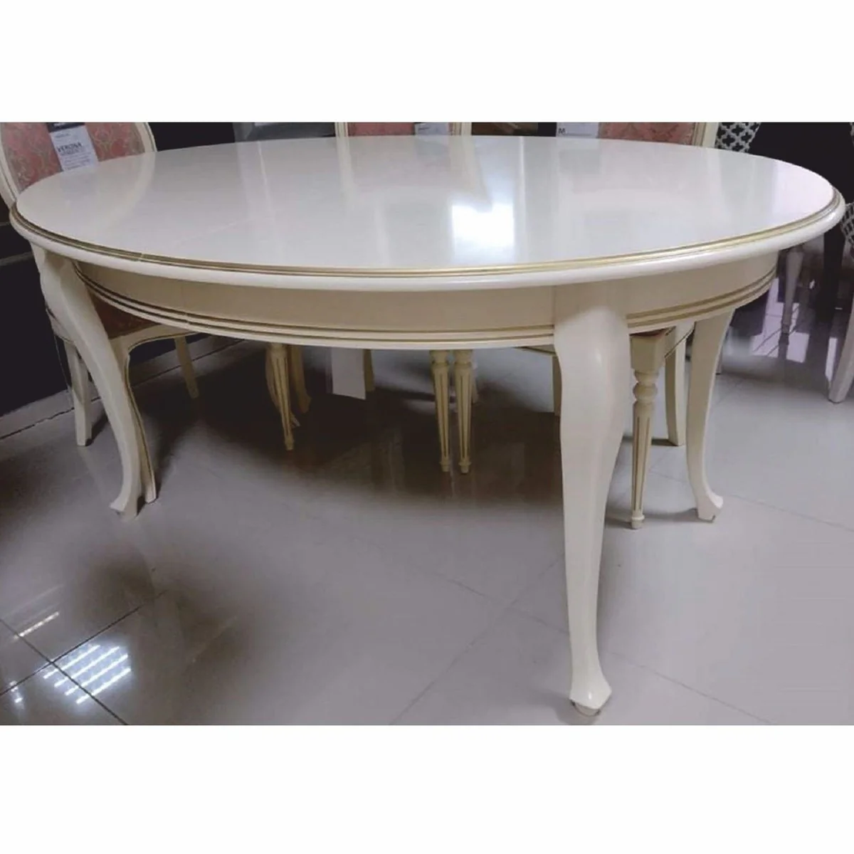 Luxus Jugendstil Esszimmer Set Rosa / Creme - Esszimmer Möbel