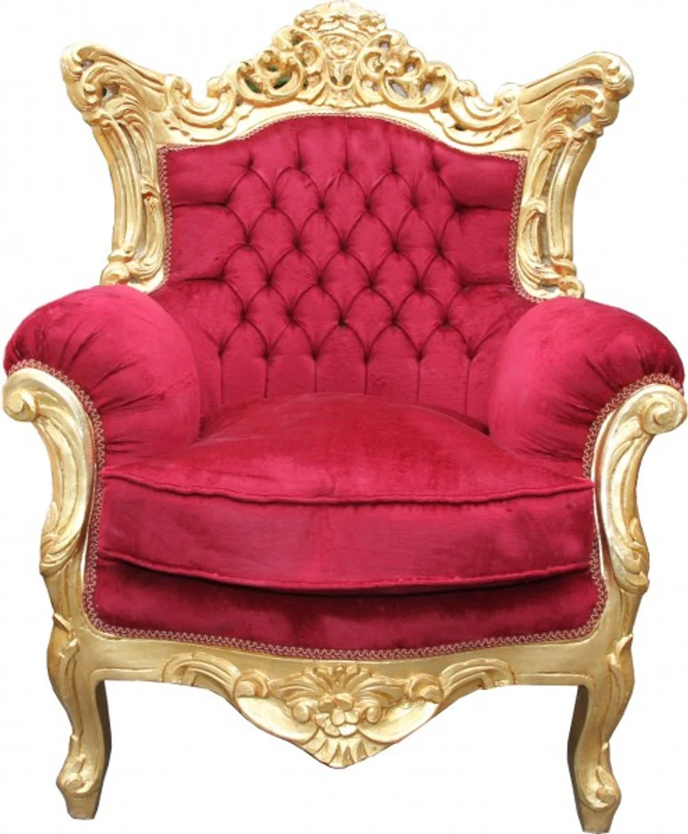 Barock Wohnzimmer Set Bordeaux /Gold - 3er Sofa+2er Sofa + 1 Sessel