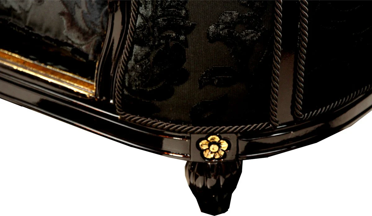 Pompöös by Luxus Barock Hunde & Katzenbett Deluxe Schwarz Bouquet Muster / Gold von Harald Glööckler
