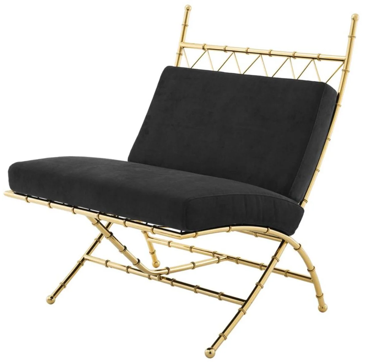 Luxus Klappstuhl Gold / Schwarz 75 x 81,5 x H. 92 cm - Luxus Möbel