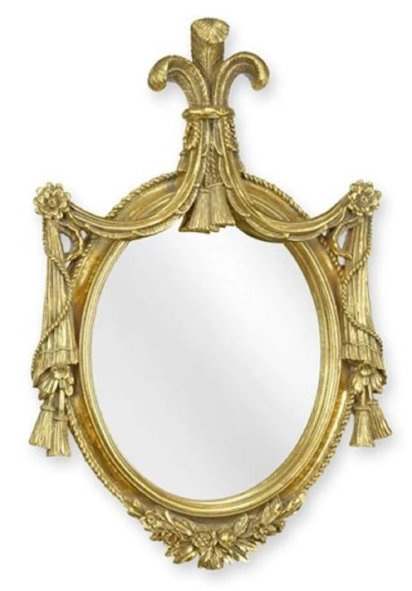Barock Spiegel Gold 29,2 x H. 43,4 cm - Prunkvoller Barockstil Kunstharz Wandspiegel - Barock Möbel - Edel & Prunkvoll