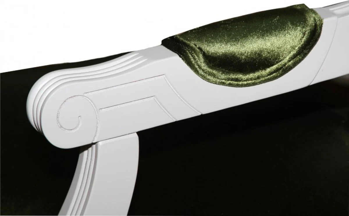 Barock Esszimmer Stuhl mit Armlehne Grün / Weiß - Designer Stuhl - Luxus Qualität