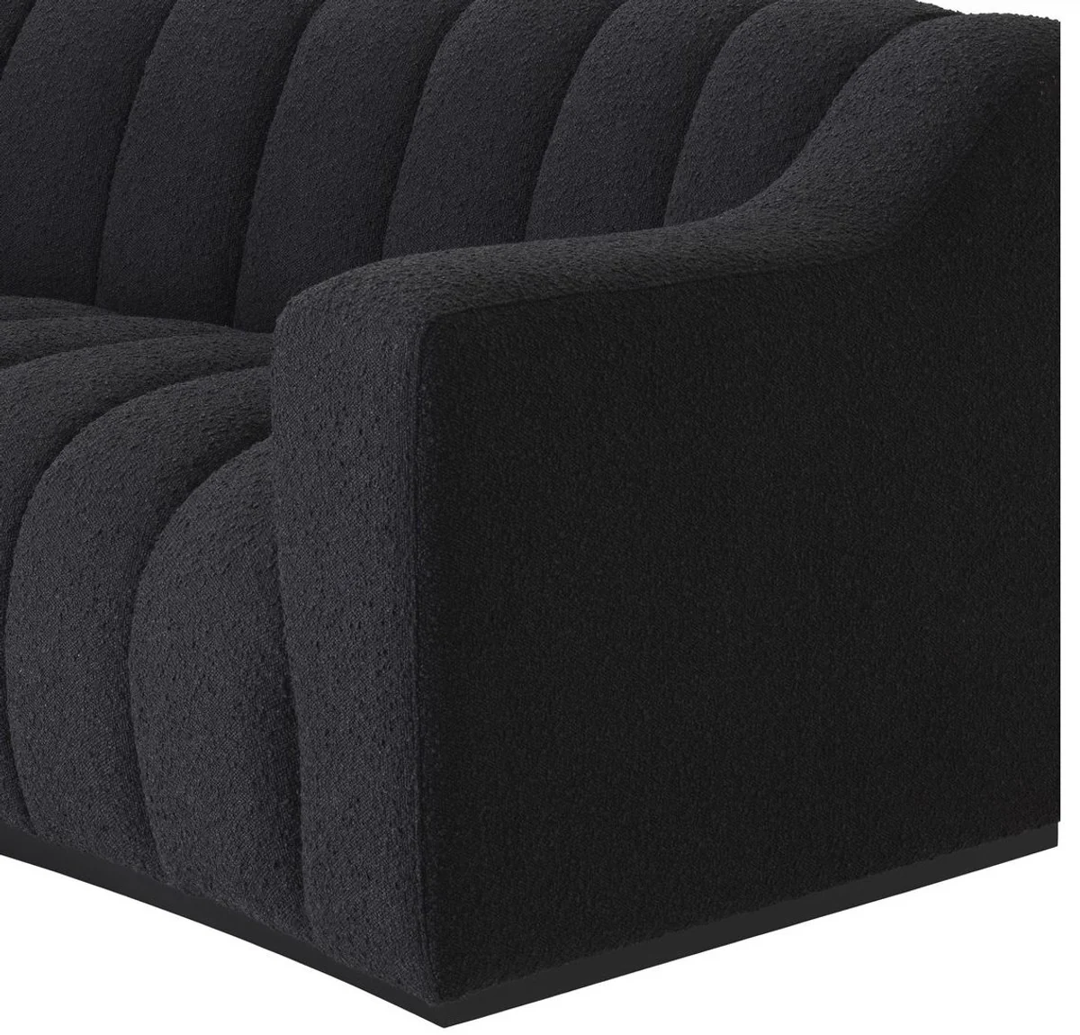 Luxus Sofa Schwarz 234 x 96 x H. 76,5 cm - Leicht gebogenes Wohnzimmer Sofa - Hotel Sofa - Luxus Qualität