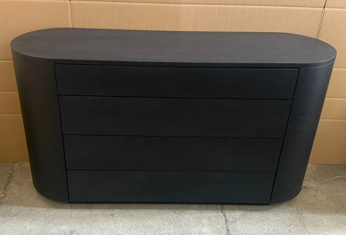 Luxus Kommode mit 4 Schubladen Schwarz 140 cm - Luxus Möbel