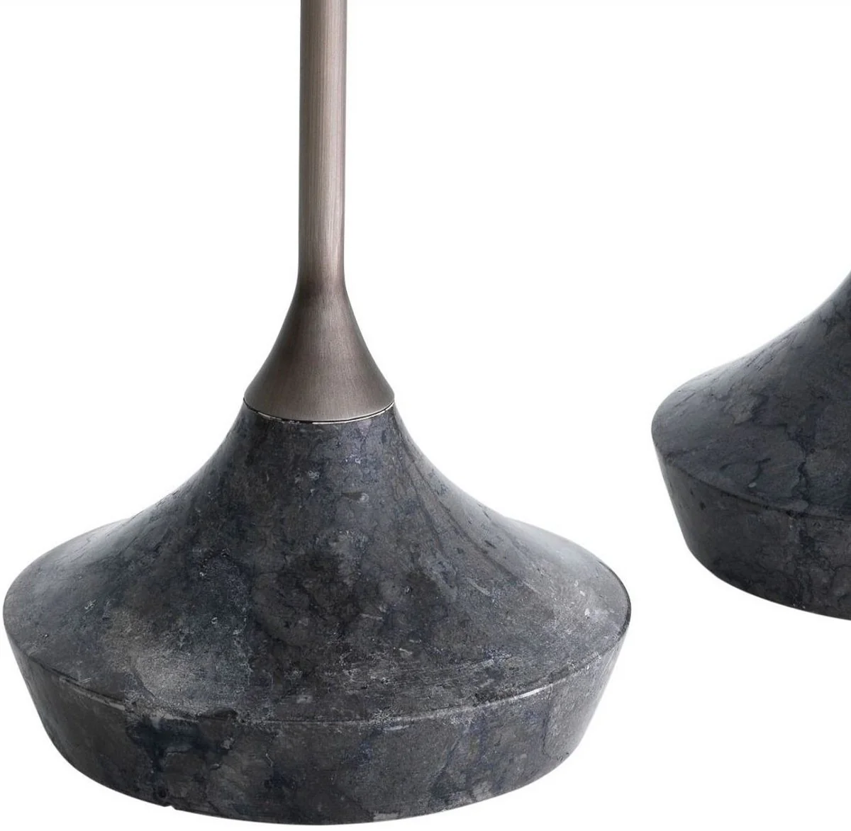 Luxus Beistelltisch Set Grau / Bronze Ø 35 cm - Runde Marmor Tische - Luxus Wohnzimmer Möbel