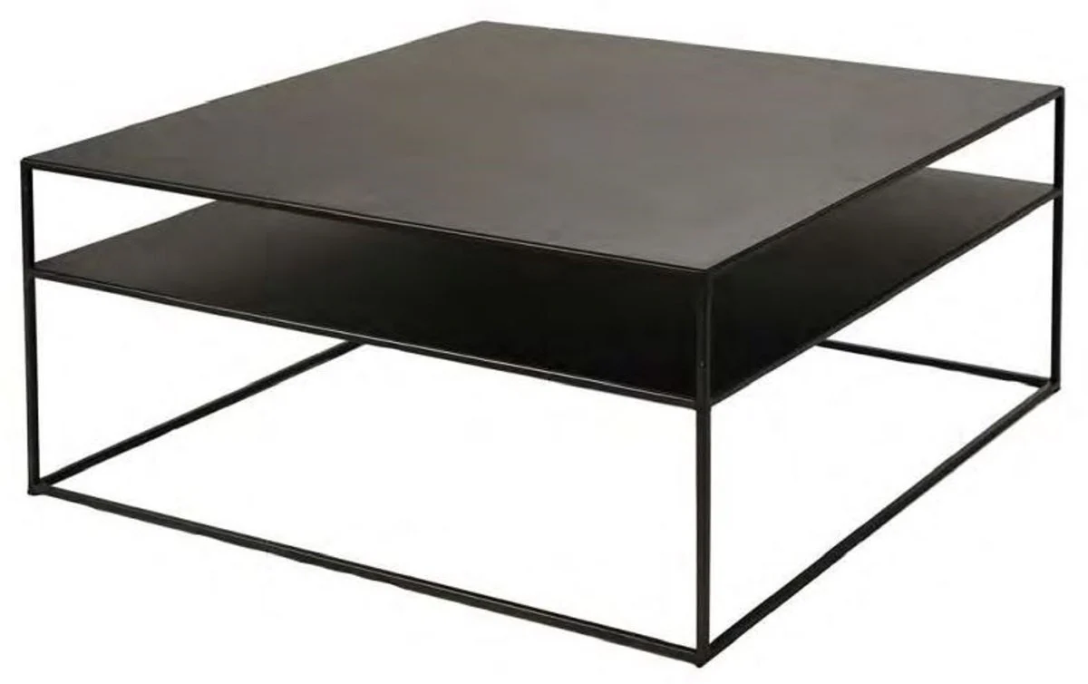 Luxus Couchtisch Schwarz 80 x 80 x H. 40 cm - Moderner Metall Wohnzimmertisch - Luxus Wohnzimmer Möbel