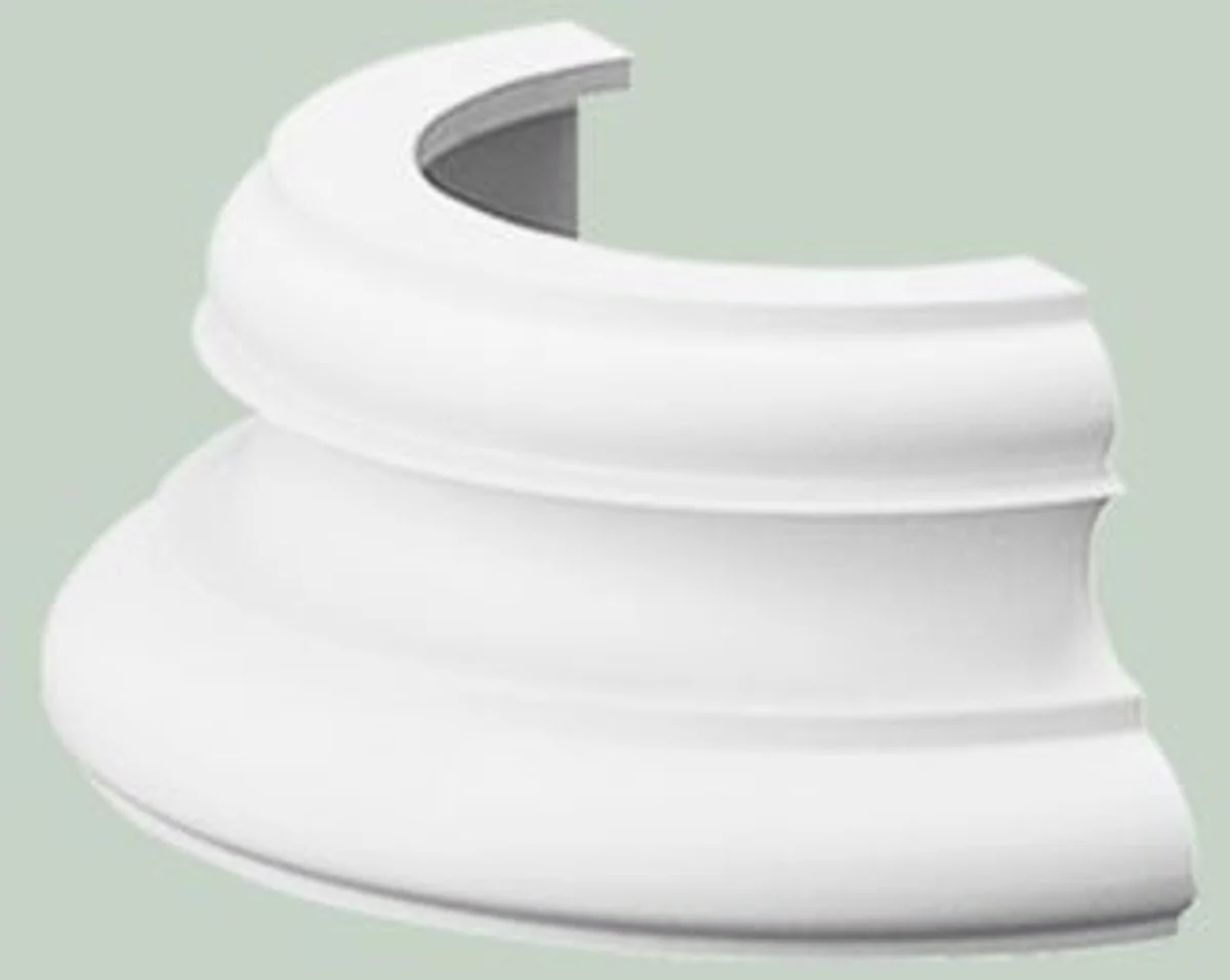 Barock Zierelement Säulenfuß Sockel Weiß 32 x 16 x H. 12,5 cm - Prunkvolle Wanddeko - Barock Deko