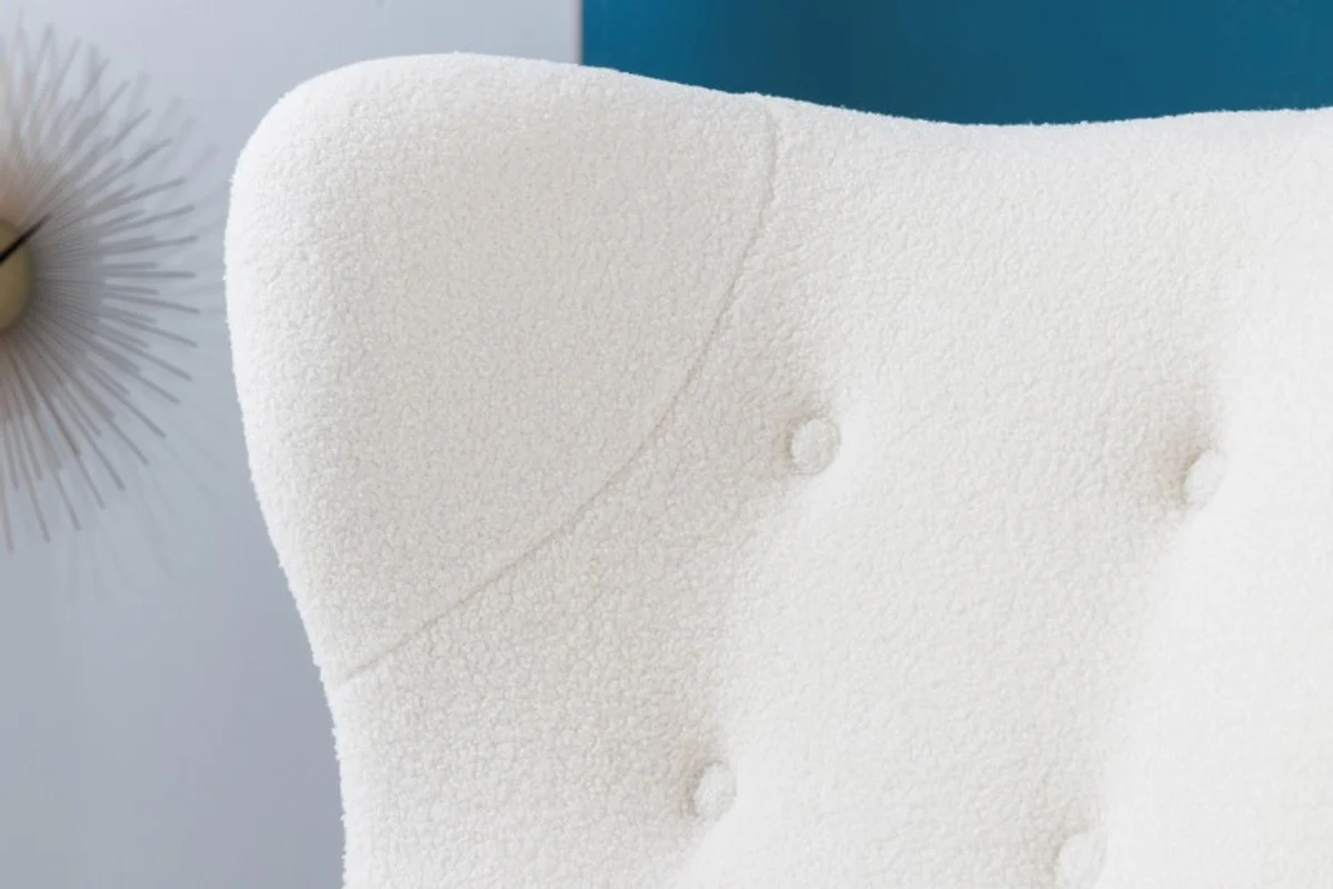 Chesterfield Sessel Weiß / Schwarz / Gold Ohrensessel aus dem Hause Casa Padrino