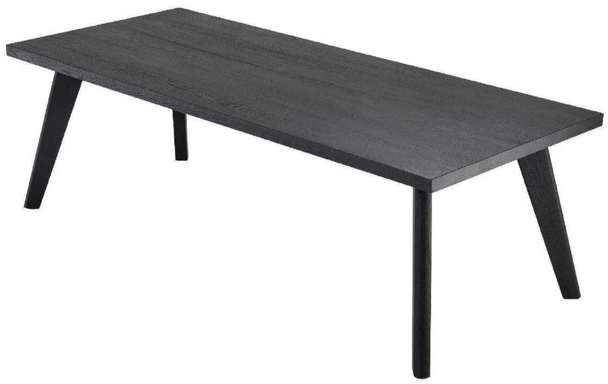 Luxus Massivholz Esstisch Schwarz 240 x 100 x H. 76 cm - Rechteckiger Eichenholz Küchentisch - Luxus Massivholz Esszimmer Möbel