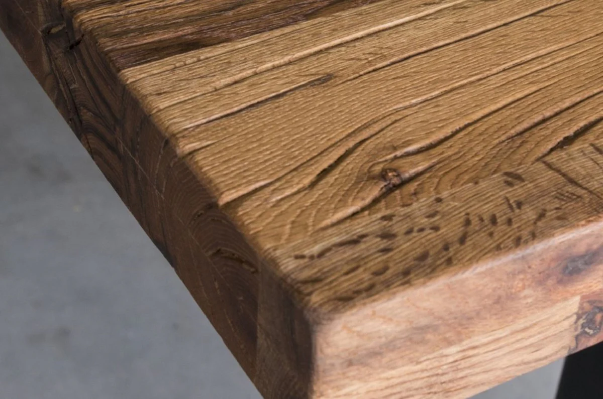 Luxus Bartisch Naturfarben / Schwarz - Verschiedene Größen - Stehtisch mit Massivholz Tischplatte und Stahl Beinen - Bar Möbel - Bistro Möbel - Gastronomie Möbel - Luxus Möbel