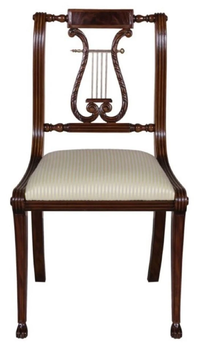 Luxus Barock Esszimmerstuhl Braun / Gold 63 x 51 x H. 104 cm - Esszimmermöbel