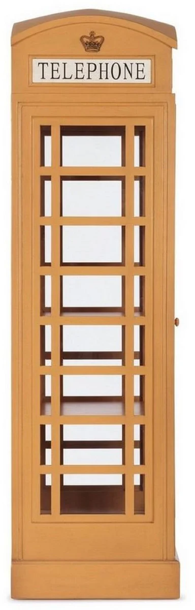 Landhausstil Bücherschrank Telefonzelle Antik Beige 55 x 51,5 x H. 180 cm - Telefonzellen Regalschrank im englischen Stil - Wohnzimmer Möbel im Landhausstil - Landhausstil Möbel